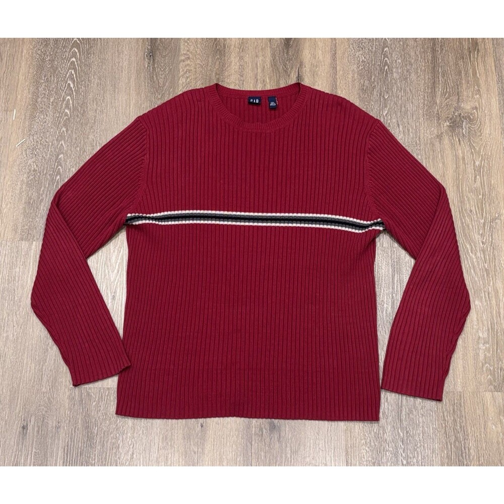 Vintage Gap Sweater Mens XXL 90s Red Chunky Ribbed Cotton Skater Knit